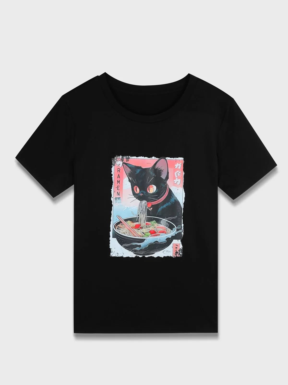 Cat Round Neck Short Sleeve T-shirt