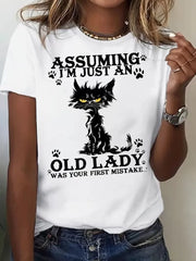 Cat Round Neck Regular Sleeve Short Sleeve T-shirt