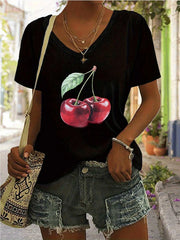 Cherry V-neck Regular T-shirt