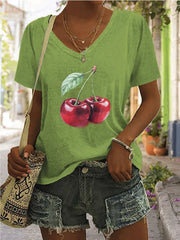 Cherry V-neck Regular T-shirt