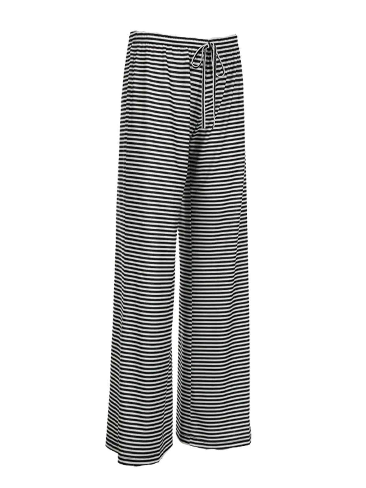 Chic Casual Fitted Comfy Striped Print Daily Wear Low Rise Palazzo Pants