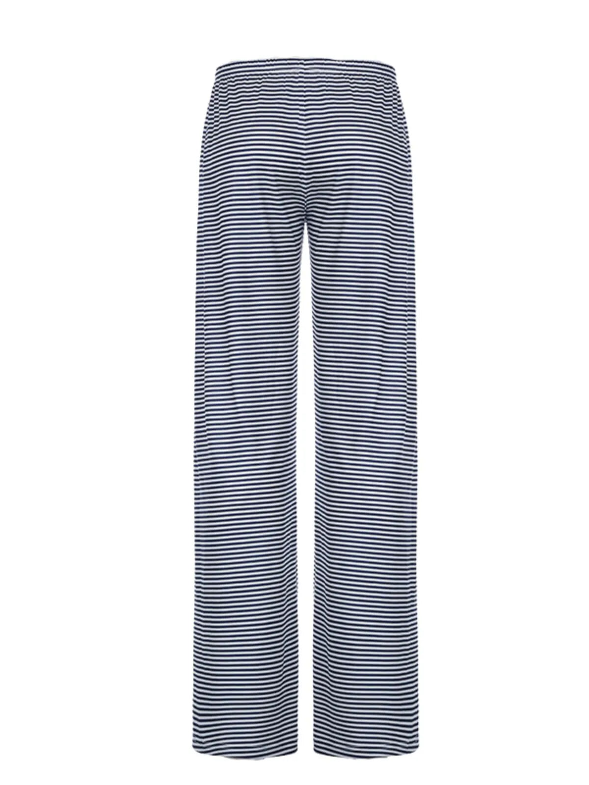 Chic Casual Fitted Comfy Striped Print Daily Wear Low Rise Palazzo Pants