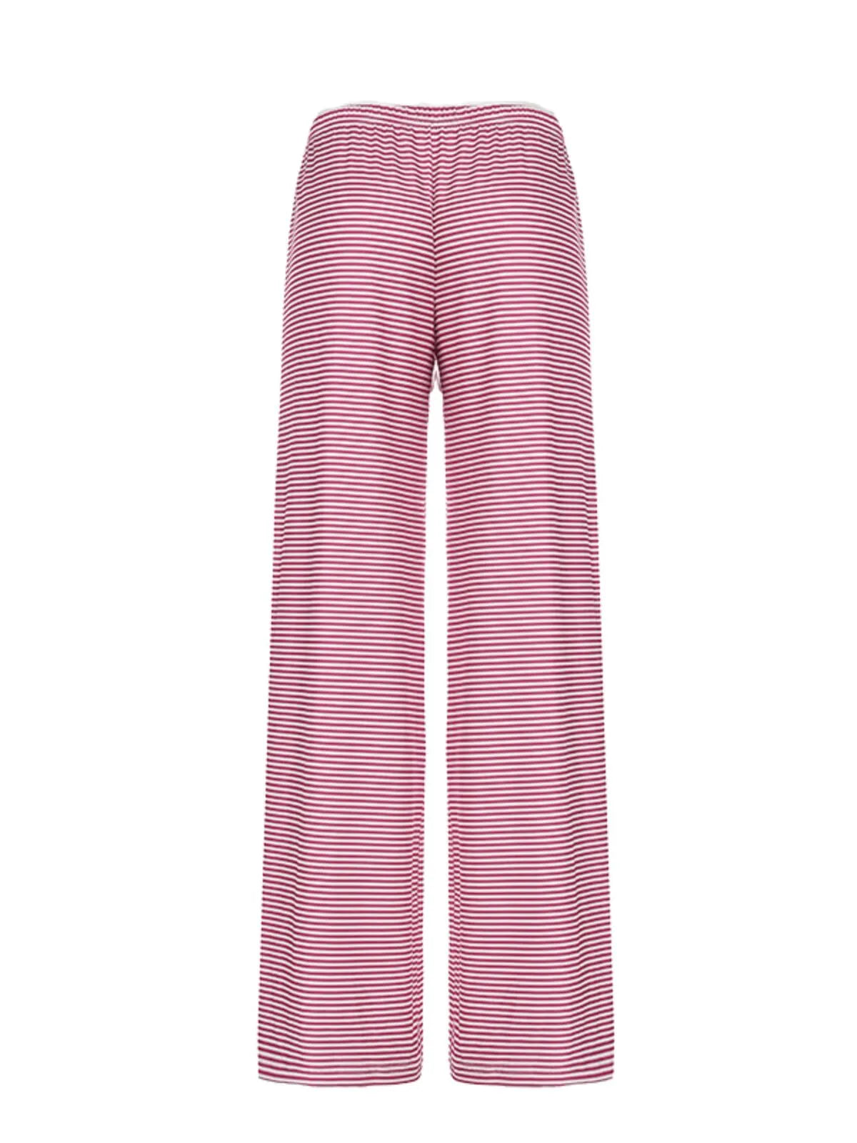 Chic Casual Fitted Comfy Striped Print Daily Wear Low Rise Palazzo Pants
