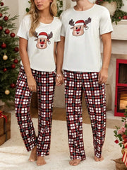 Christmas Elk Regular Short Sleeves T-shirt & Scottish Plaid Pants