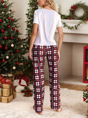 Christmas Elk Regular Short Sleeves T-shirt & Scottish Plaid Pants