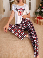 Christmas Elk Regular Short Sleeves T-shirt & Scottish Plaid Pants