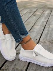 Classic Round Toe Pu Leather Slip-on Flats