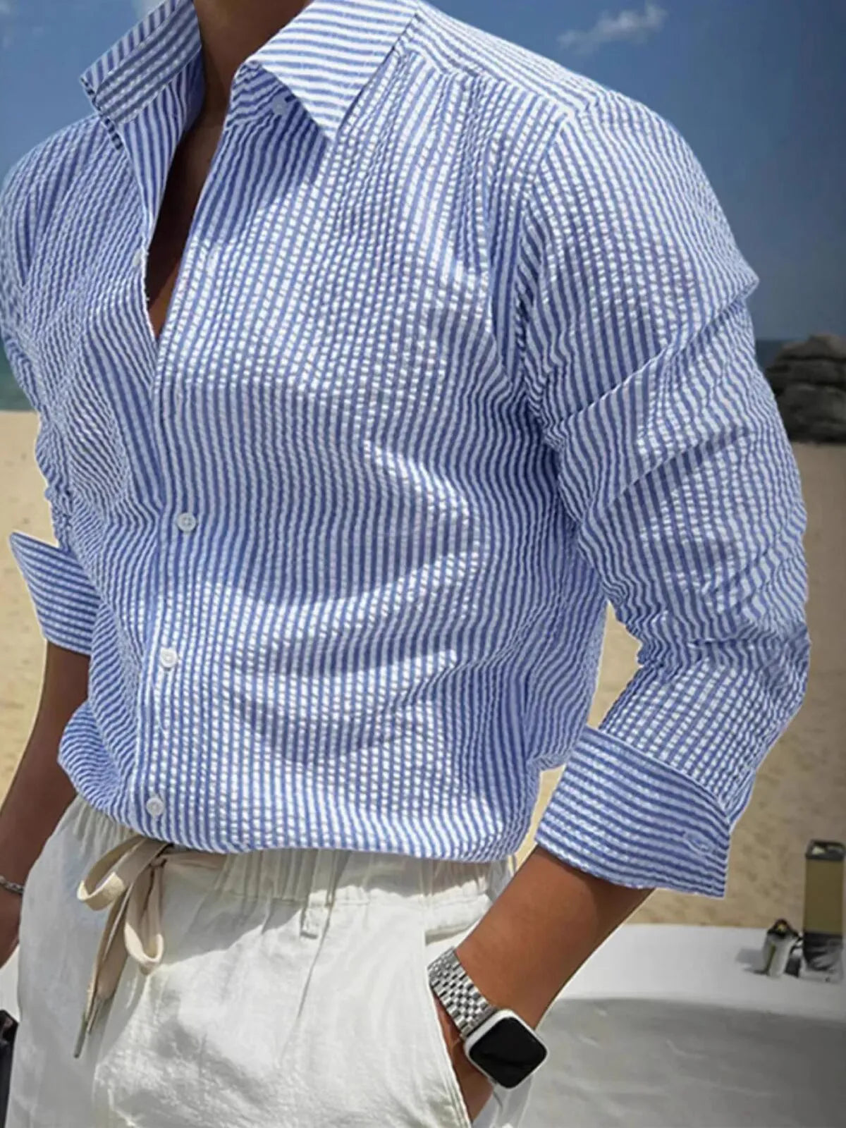 Classic Striped Lapel Shirt