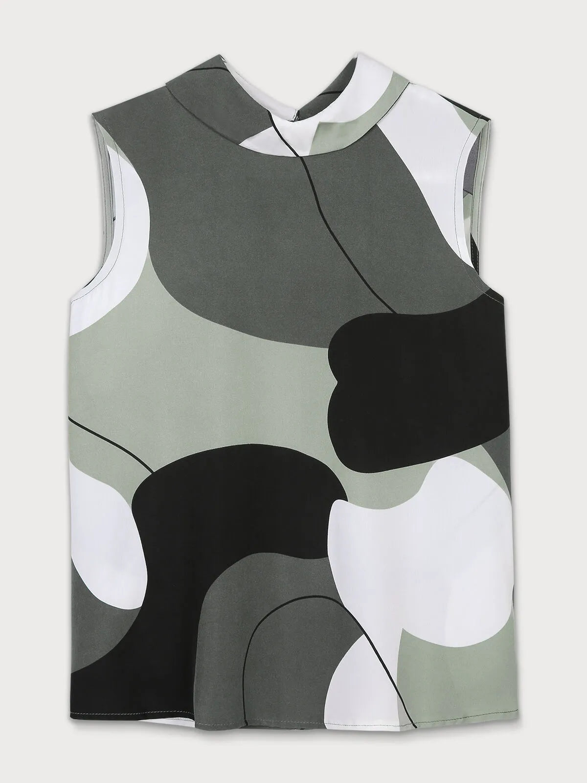 Colorblock Button Round Neck Tank