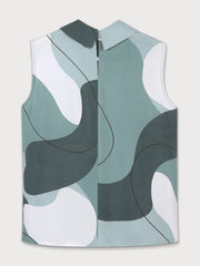 Colorblock Button Round Neck Tank