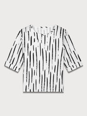 Colorblock Round Neck Blouse & Solid Pants
