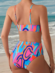 Colorblock Knot High Rise Spaghetti Strap Bikini
