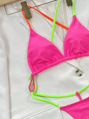 Colorblock Lace-up Low Rise One-piece