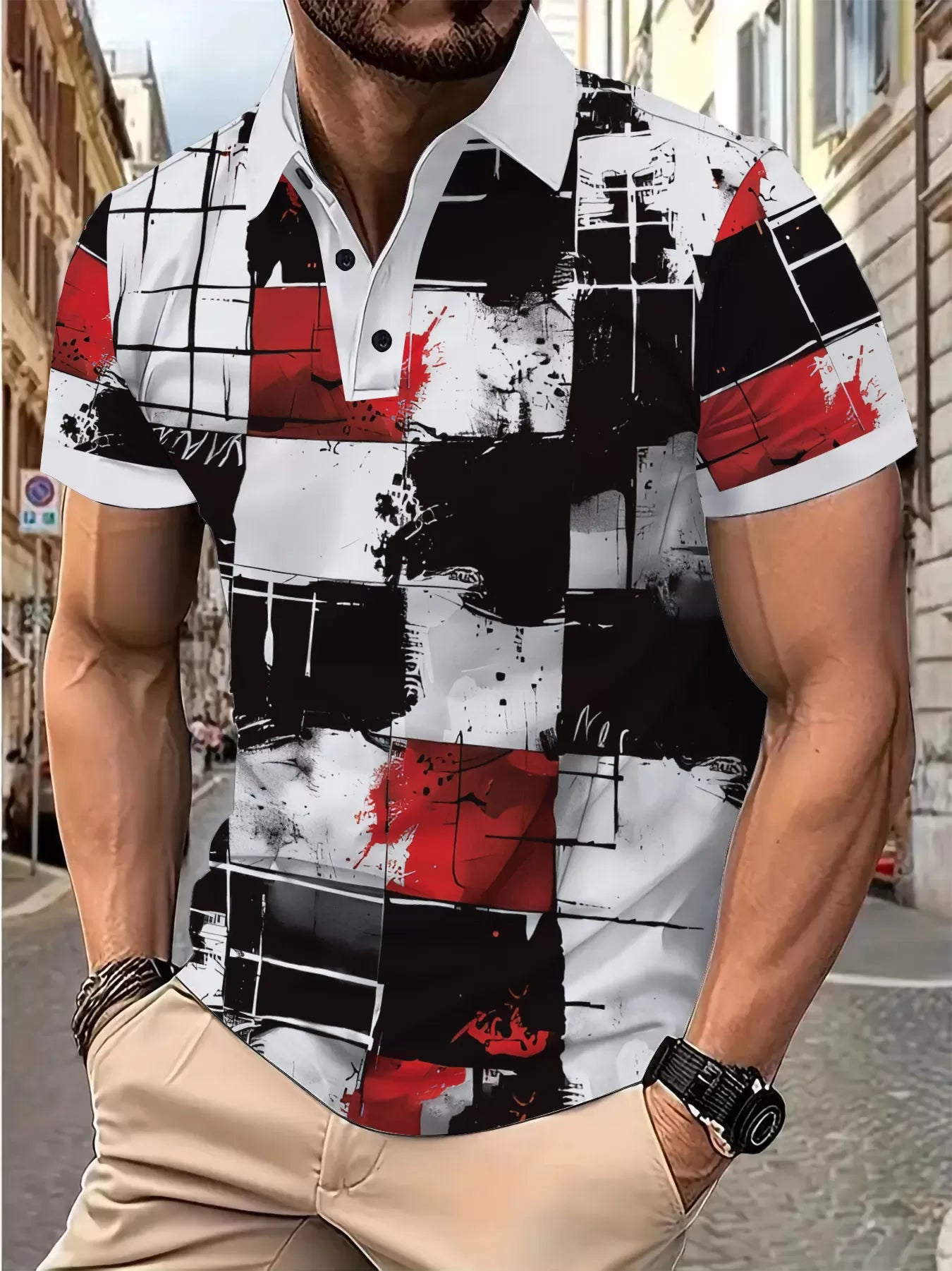 Colorblock Lapel Regular Sleeve Short Sleeve Polo