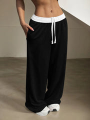 Colorblock Patchwork Low Rise Elastic Waist Sweatpants