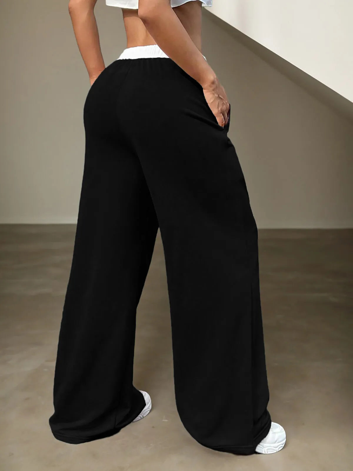 Colorblock Patchwork Low Rise Elastic Waist Sweatpants