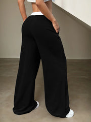 Colorblock Patchwork Low Rise Elastic Waist Sweatpants