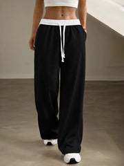 Colorblock Patchwork Low Rise Elastic Waist Sweatpants