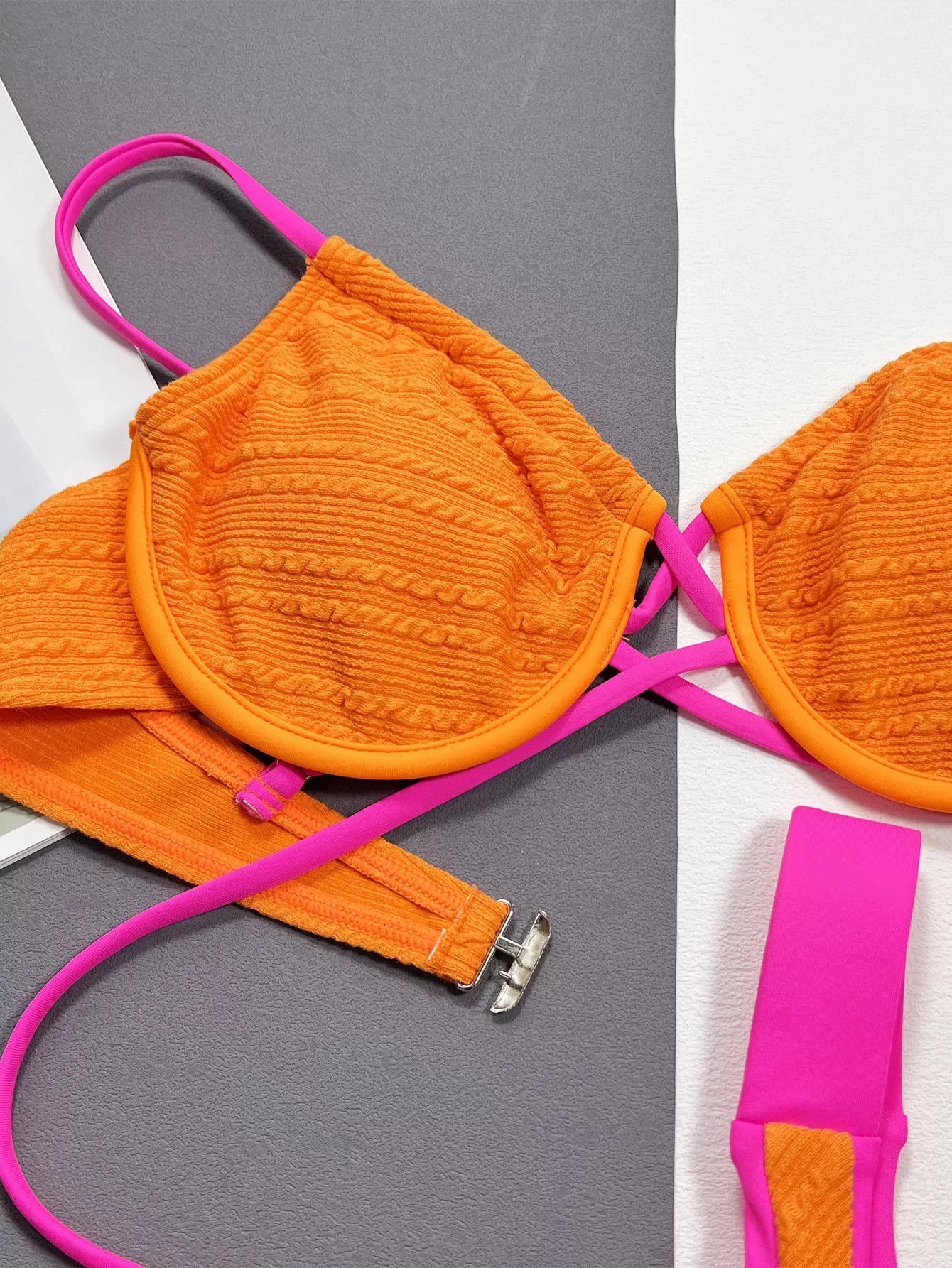 Colorblock Patchwork Low Rise Spaghetti Strap Bikini 