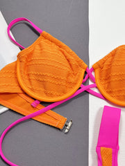 Colorblock Patchwork Low Rise Spaghetti Strap Bikini 