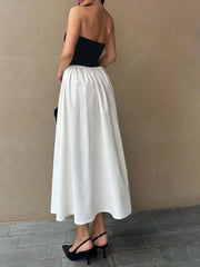 Colorblock Pocket Strapless A-line Dress