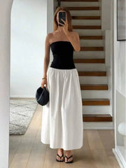 Colorblock Pocket Strapless A-line Dress