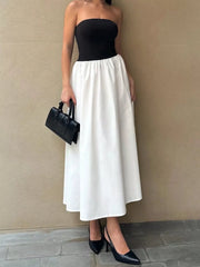 Colorblock Pocket Strapless A-line Dress