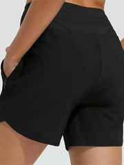 Comfortable Fast Drying Sports Hip Control Side Pockets High Waisted Yoga Shorts 