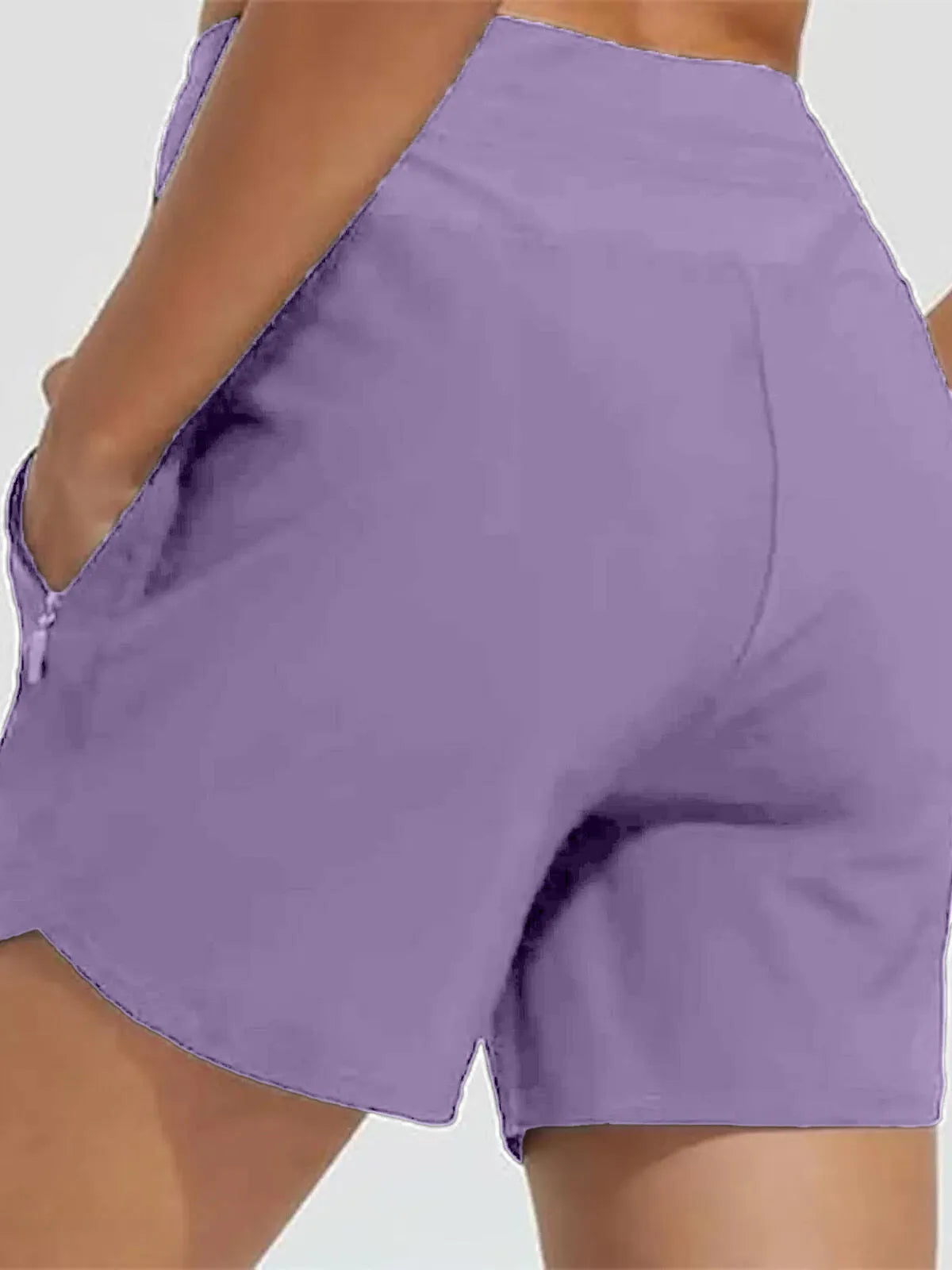 Comfortable Fast Drying Sports Hip Control Side Pockets High Waisted Yoga Shorts 