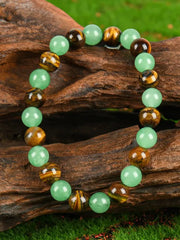 1pc Colorblock Beaded Crystal Green Aventurine and Tiger Eye friendship Bracelet