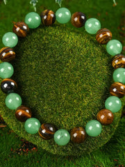 1pc Colorblock Beaded Crystal Green Aventurine and Tiger Eye friendship Bracelet