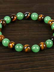 1pc Colorblock Beaded Crystal Green Aventurine and Tiger Eye friendship Bracelet