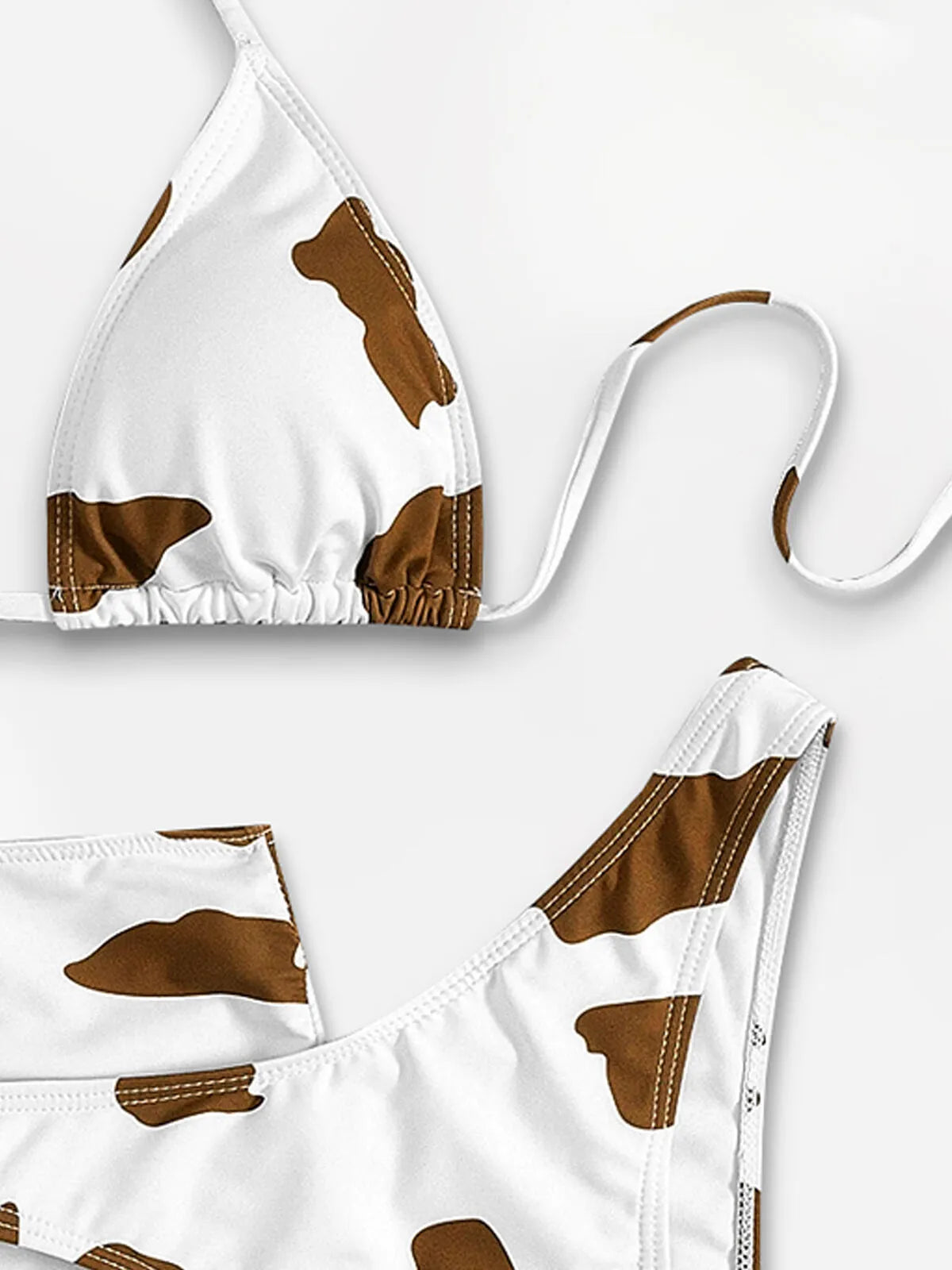 Cow Skin Tie Back Low Rise Bikini Sets 