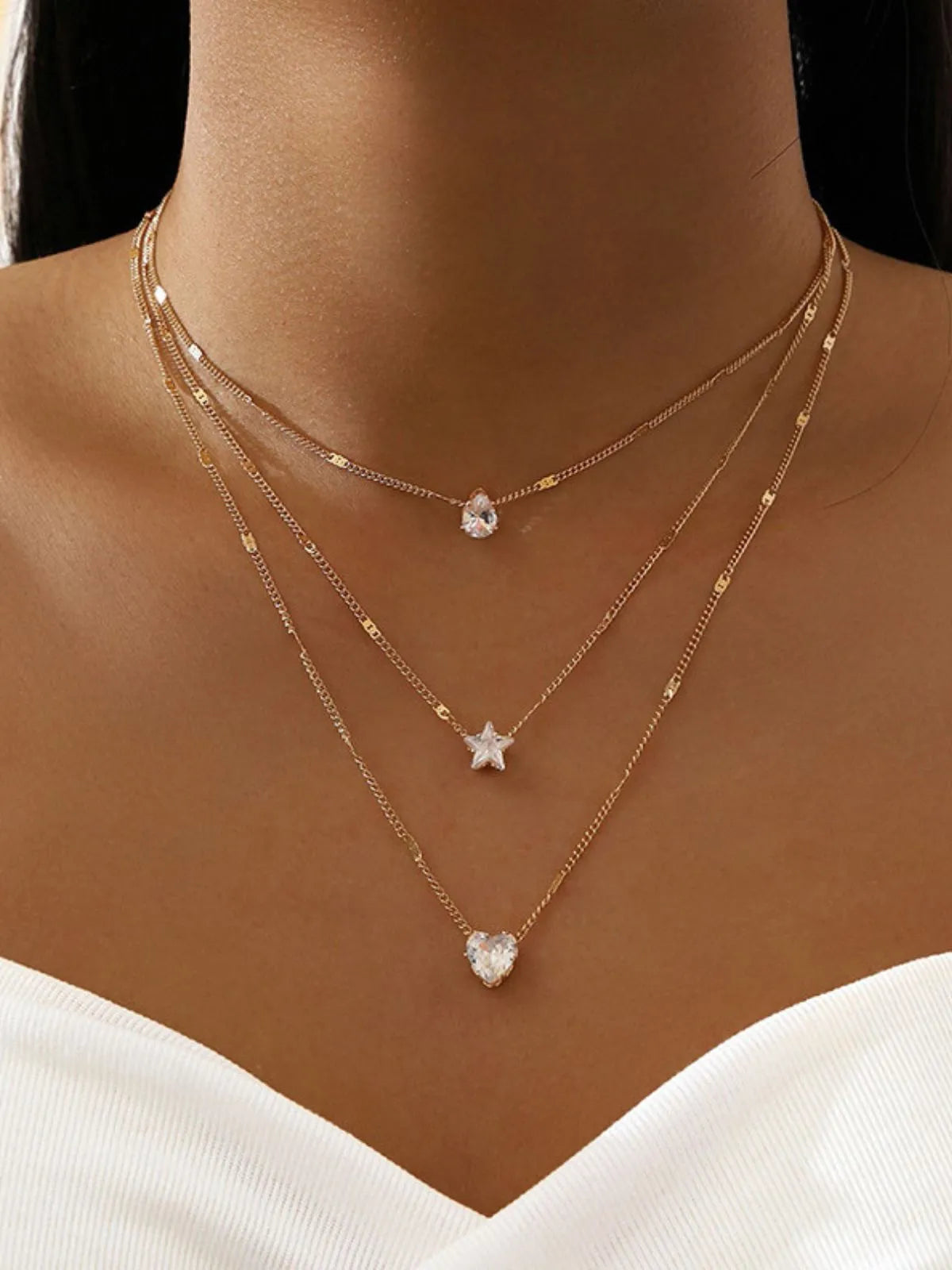 Dainty Gold Layering Zinc Alloy Chain 1pc Necklace 