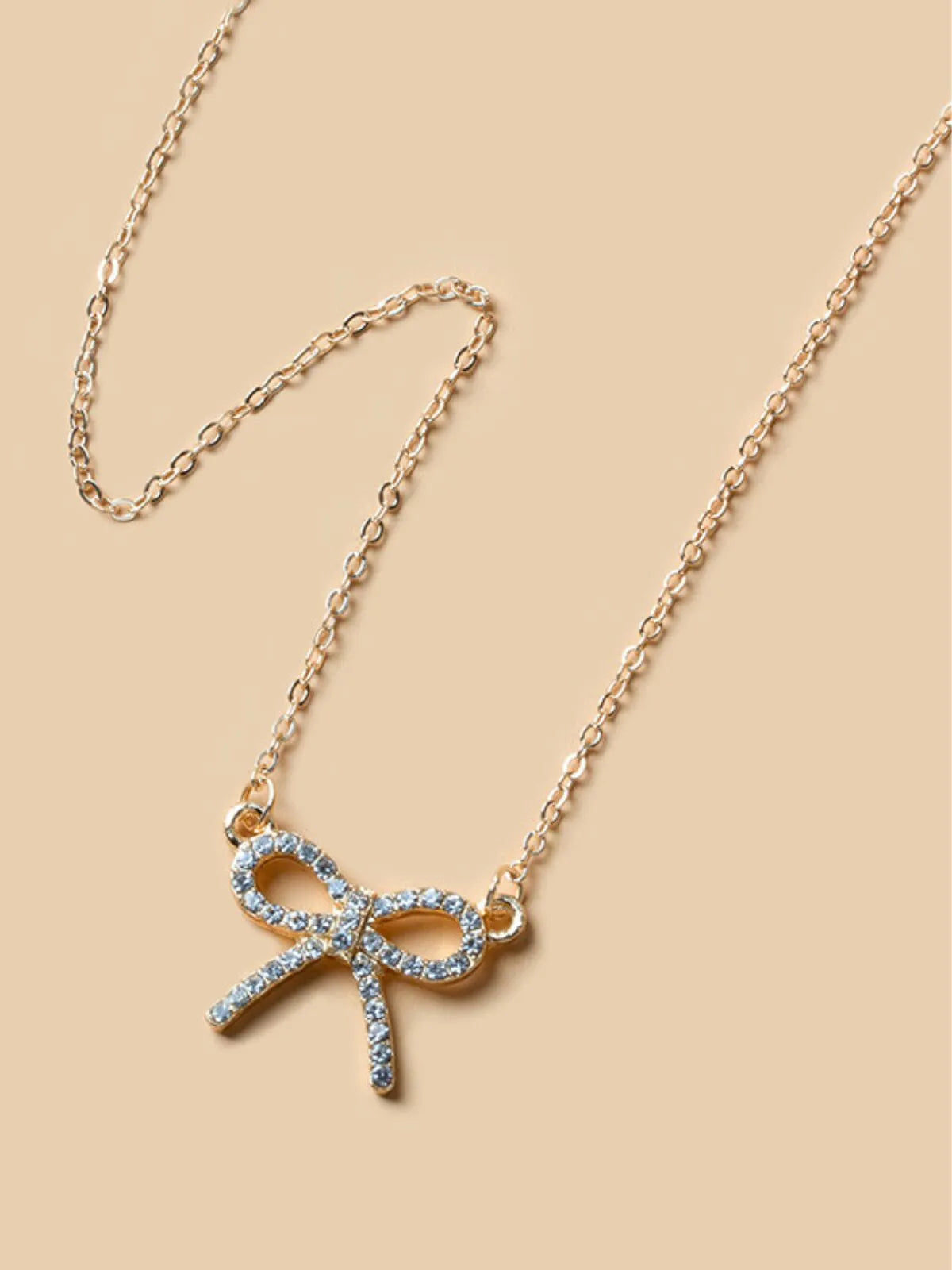 Delicate Crystal Bow Alloy 1pc Necklace