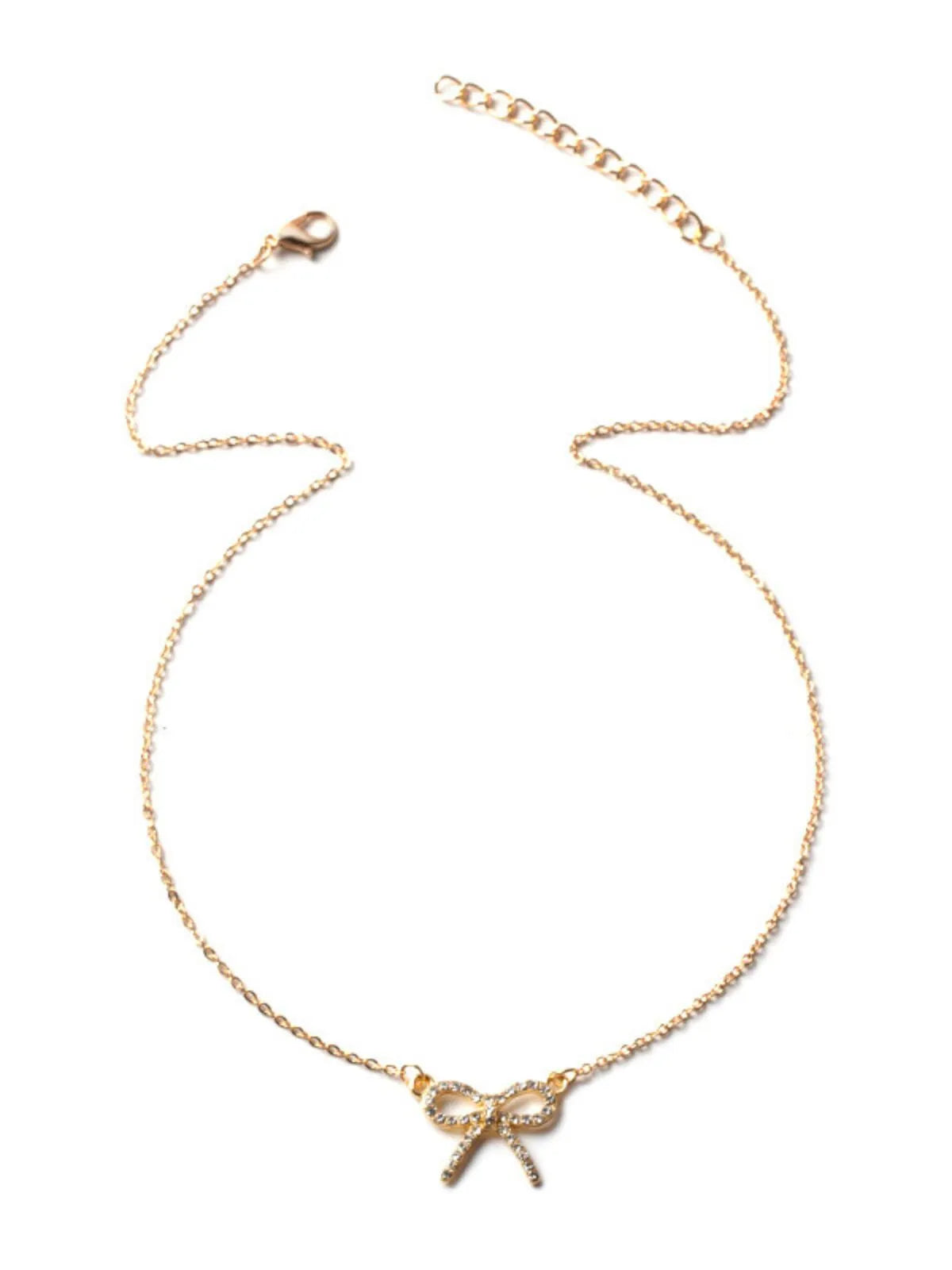 Delicate Crystal Bow Alloy 1pc Necklace