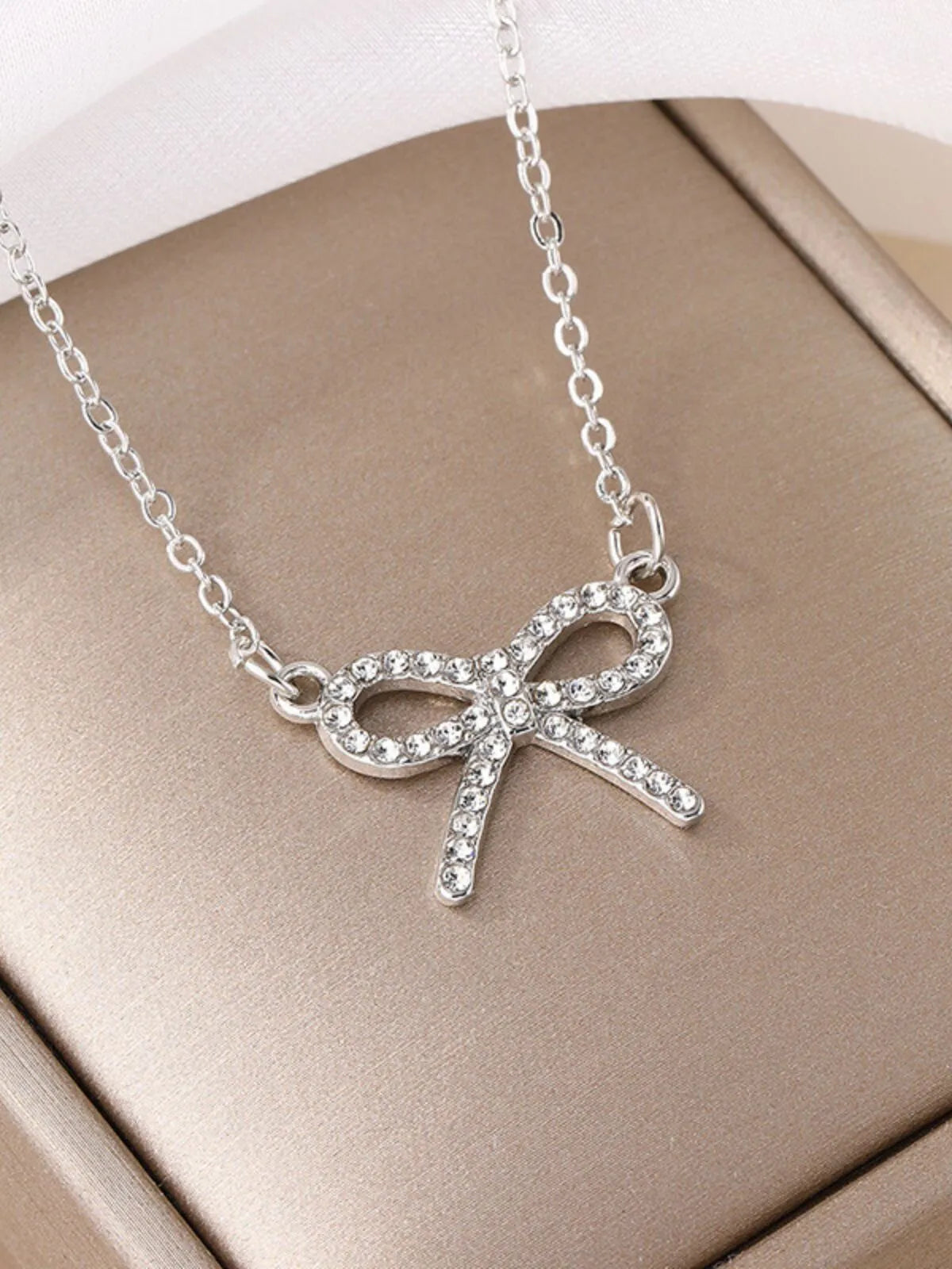 Delicate Crystal Bow Alloy 1pc Necklace