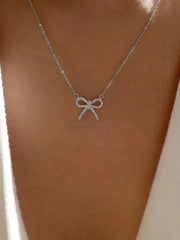 Delicate Crystal Bow Alloy 1pc Necklace