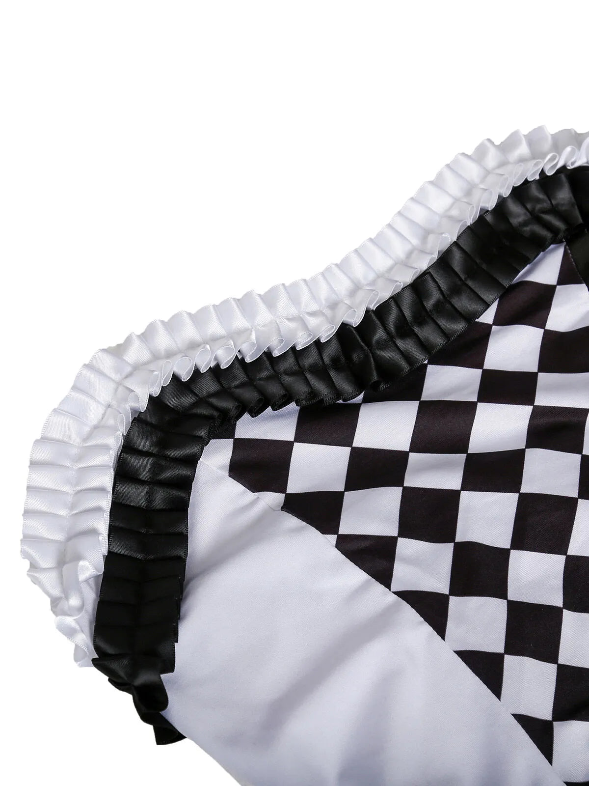 Diamond Check Halloween Cosplay Demon Fairy Tale Strapless Bells Top & Colorblock Shorts, Including choker and thigh-high socks