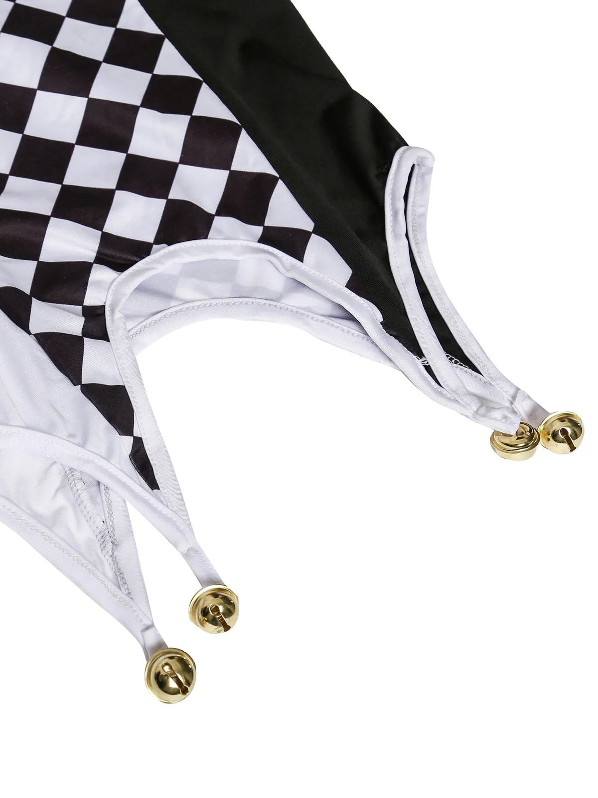 Diamond Check Halloween Cosplay Demon Fairy Tale Strapless Bells Top & Colorblock Shorts, Including choker and thigh-high socks