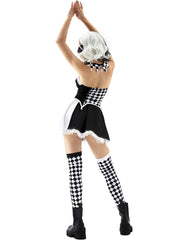 Diamond Check Halloween Cosplay Demon Fairy Tale Strapless Bells Top & Colorblock Shorts, Including choker and thigh-high socks