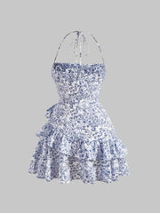Ditsy Flora Ruffles Halter Tiered Dress