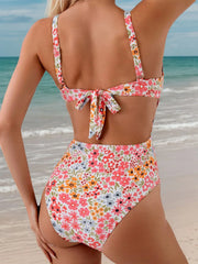 Ditsy Floral Backless High Rise Spaghetti Strap One-piece