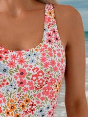 Ditsy Floral Backless High Rise Spaghetti Strap One-piece