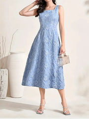 Ditsy Floral Elegant Square Neck A-line Dress