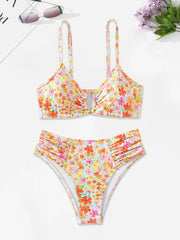 Ditsy Floral Hollow Out High Rise Bikini