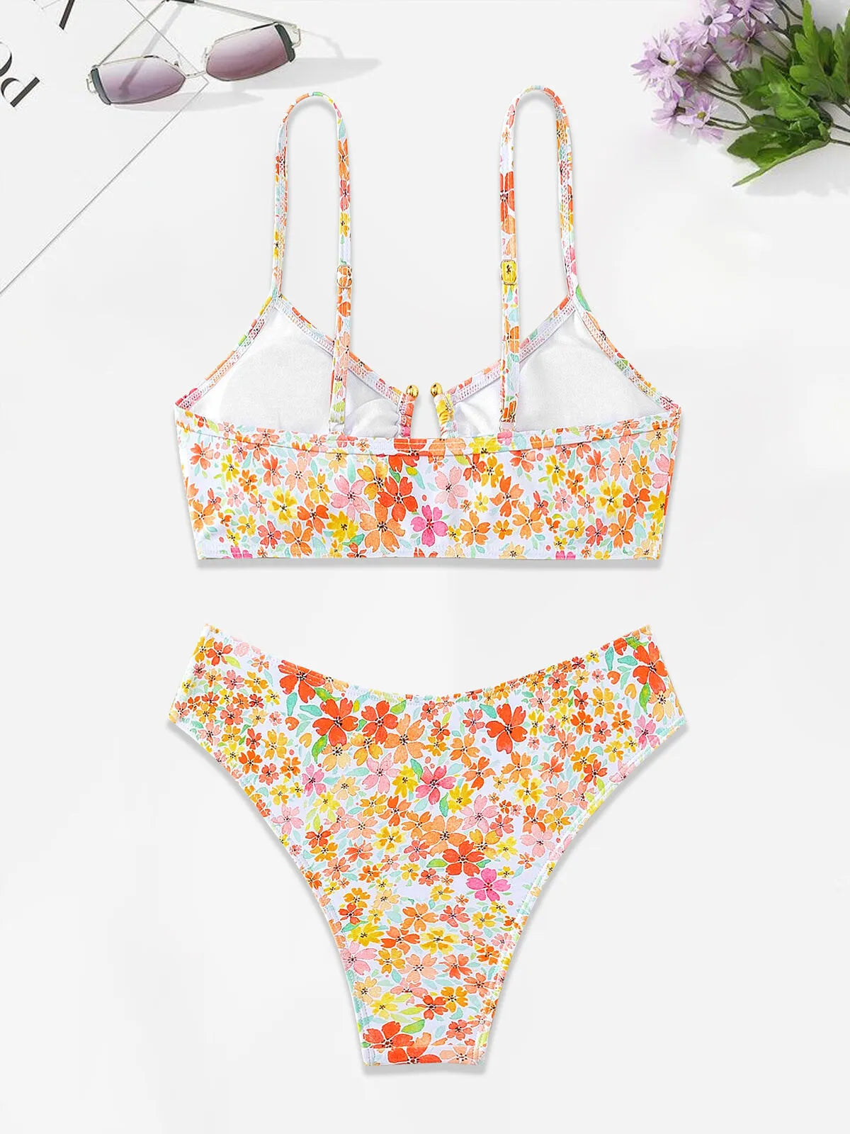 Ditsy Floral Hollow Out High Rise Bikini