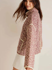 Ditsy Floral Lace-up Stand Collar Outwear Coat