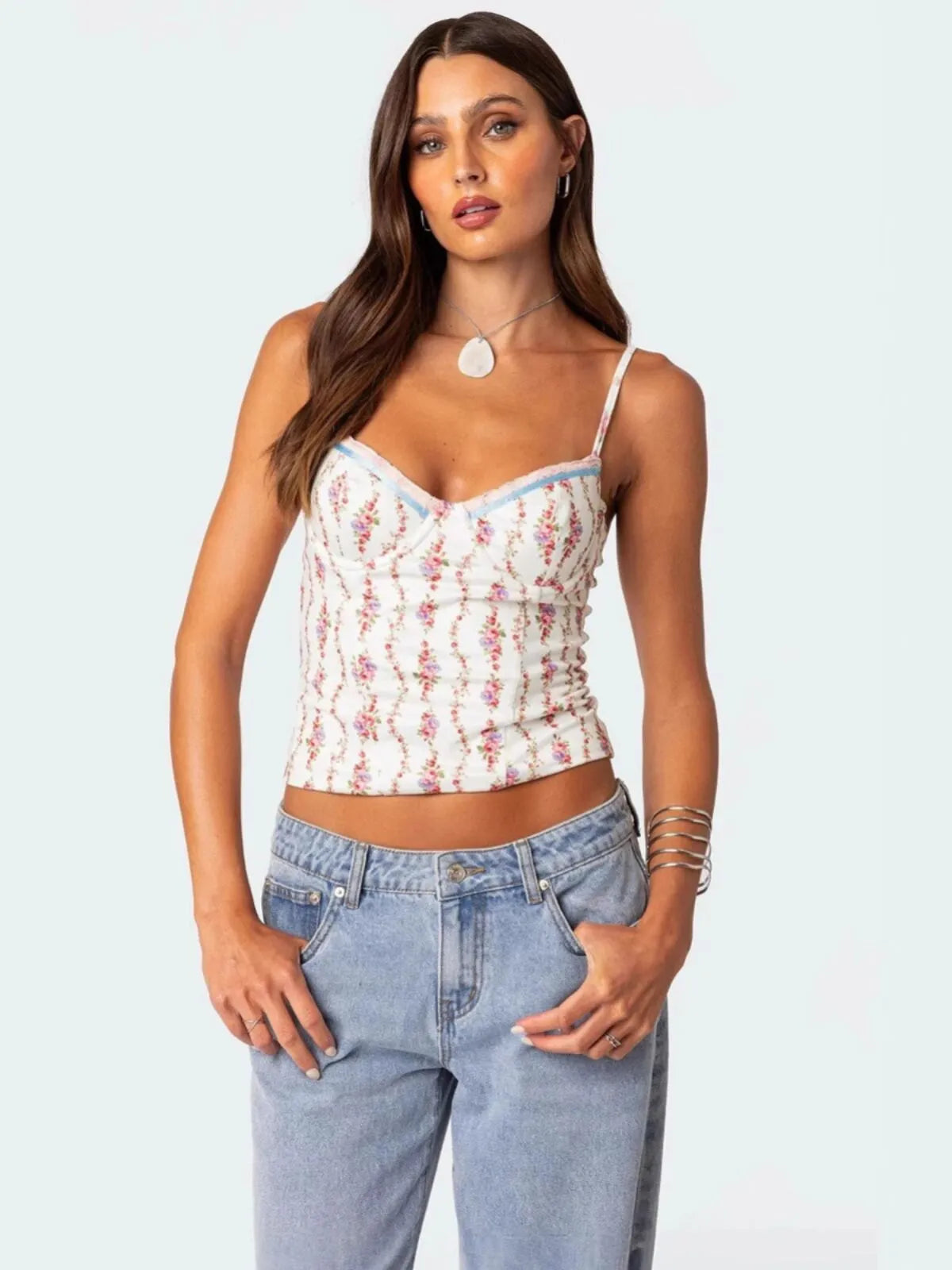 Ditsy Floral Spaghetti Strap Crop Cami