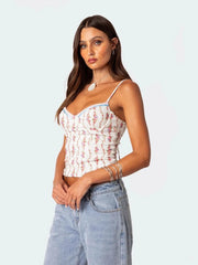 Ditsy Floral Spaghetti Strap Crop Cami